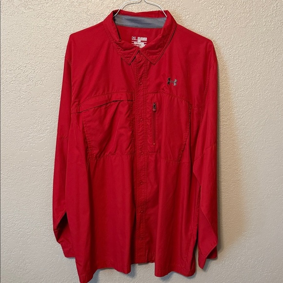 Under Armour Other - Under Armour Men's Red Fish Hunter Solid Long-Sleeve Shirt Size 3XL